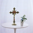 thumbnail image 3 of Crucifijo católico cristiano de pie Cruz de Cristo Crucifijo Decoración Oración Bronce, 3 of 9