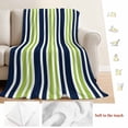 thumbnail image 5 of Navy Blue Green Striped Blanket Soft Cozy Warm Throw Blanket for Couch, Plush Fuzzy Flannel Fleece Blankets for Sofa, Modern Minimalist Ombre Lines Bed Blankets Lightweight Gifts for Women, 40"x60", 5 of 9