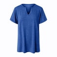 thumbnail image 7 of Laiiidd Ladies Tops Women's Short Sleeve V-Neck Shirts Loose Casual Tee T-Shirt(Blue,L), 7 of 7