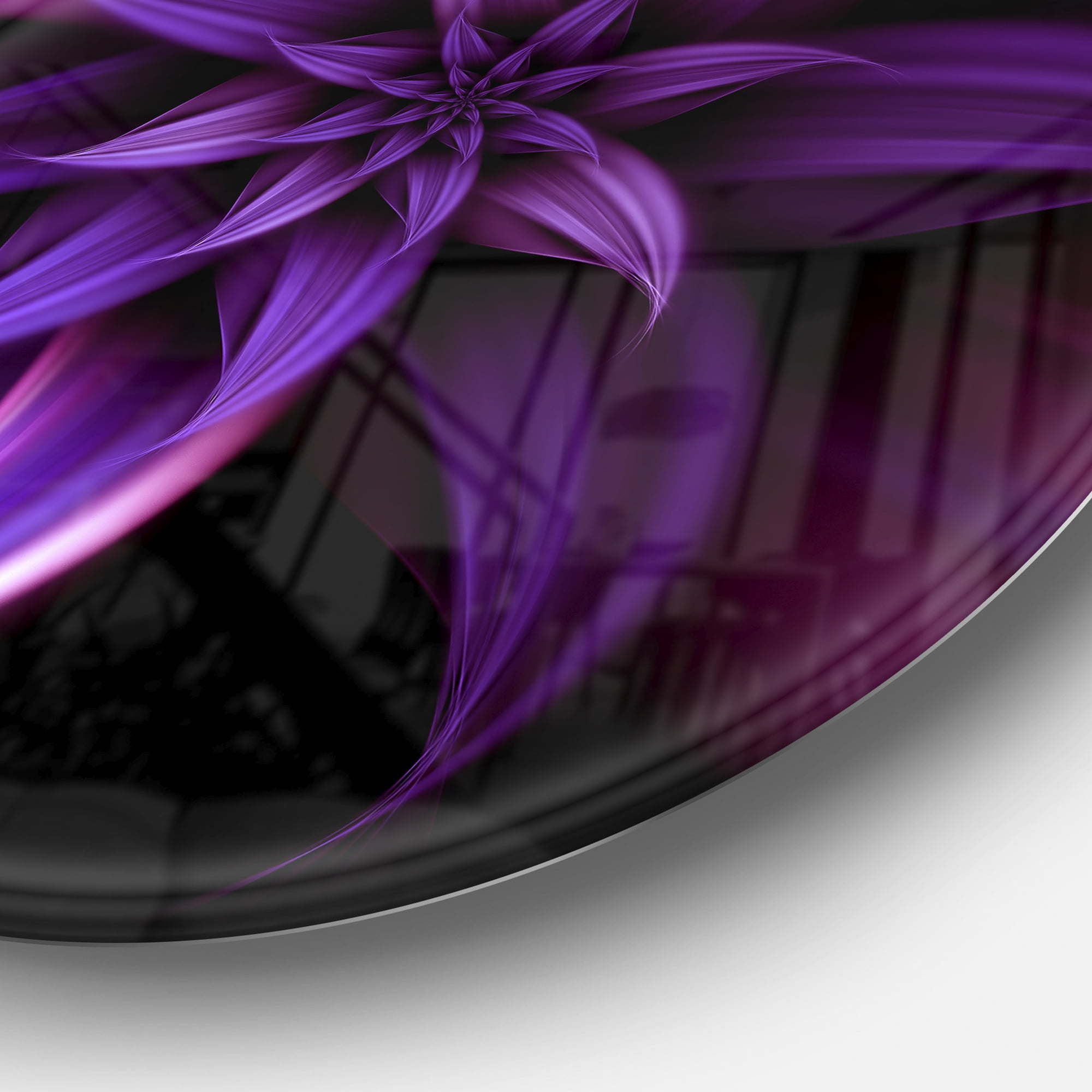 Designart Fractal Flower Purple' Floral Circle Metal Wall Art