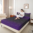 thumbnail image 4 of Homewish Vintage Damask King Sheet Set, Retro Baroque Flower Black Purple, 4-Piece, 4 of 7