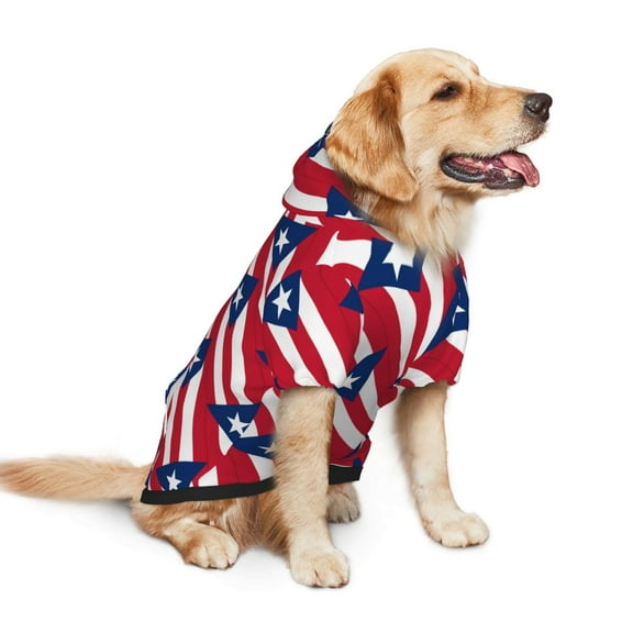 Dog Hoodie Pet Clothes Puerto-Rico Flag Sweater Sweatshirts Pullover Coat for Large Medium Dogs Small