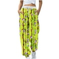 thumbnail image 2 of WFJCJPAF 2025 New Product Pants for Women Plus Size 4X,Women Fashion Color Blocked Printed Drawstring Pants - Green S, 2 of 5