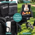 thumbnail image 6 of Folding Push Pull Wagon Stroller for 2 Kids – Adjustable Canopy UPF 50+ and Mosquito Net, 5-Point Harness, All-Terrain Wheels, Large Storage with Snack Tray, Ideal for Baby Toddler Park Beach Travel, 6 of 10