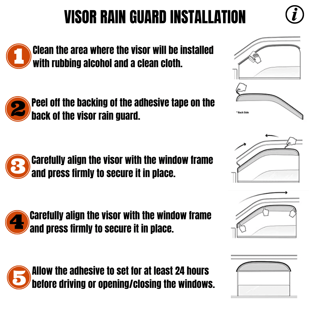 GIT Rain Guard Side Window Wind Deflector for 2007-2011 Toyota Camry: Out-Channel, Easy Mount, Tinted Smoke Black