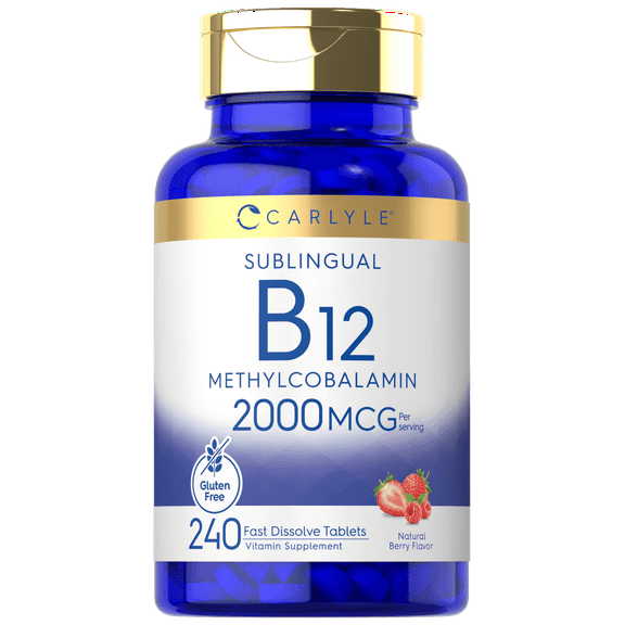 Vitamin B12 | 2000mcg | 240 Fast Dissolve Tablets | Methylcobalamin | Berry Flavor | by Carlyle
