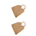 thumbnail image 4 of kurtrusly Fashionable And Functional Straw Beach Bag For Any Occasion Space-saving Blended Straw Handbag khaki 2Set, 4 of 6