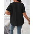thumbnail image 4 of Yesfashion Womens Elegant Plus Size  Summer Short Sleeve Sweaters Tops V Neck Cable Knit Lightweight Shirts, 4 of 5