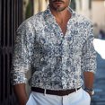 thumbnail image 2 of Men's Summer New Loose Print Long Sleeve Shirt Cardigan Beach Shirt4XL, 2 of 5