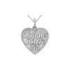Daddys Little Girl Heart Pendant Necklace in 14K White Gold with Chain