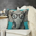 thumbnail image 2 of SHANXI Cute Baby Elephant Calf with Reading Glasses on Blue Velvet Throw Pillow Covers Sofa Pillowcase Car Square Throw Pillowcases Home Decoration  18x18in, 2 of 5
