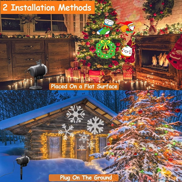 Lampe Projecteur LED Noël avec 16 diapositive Projecteur Lumière Étanche  Décoration pour Intérieur Extérieur Fête Noël
