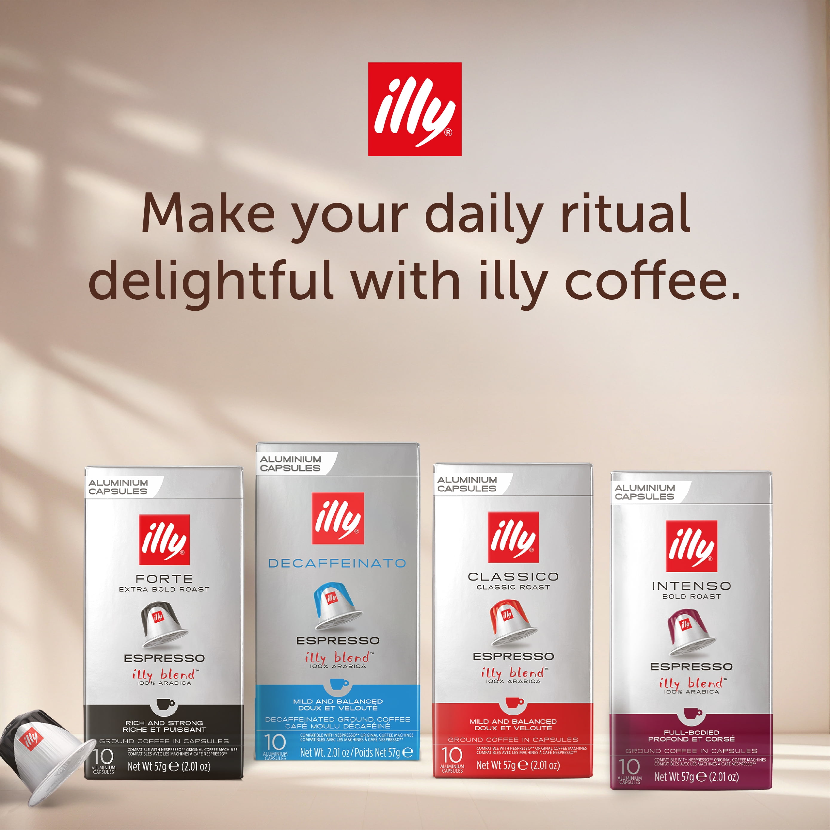 illy Espresso Coffee Pods for Original Machines, Decaf Medium Roast, Caramel & Chocolate Notes, 10 Ct (Pack of 10)