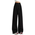 thumbnail image 1 of Pantalones drapeados de cintura alta y pierna ancha para mujer - Material de poliéster - Pantalones informales S-XL, 1 of 5