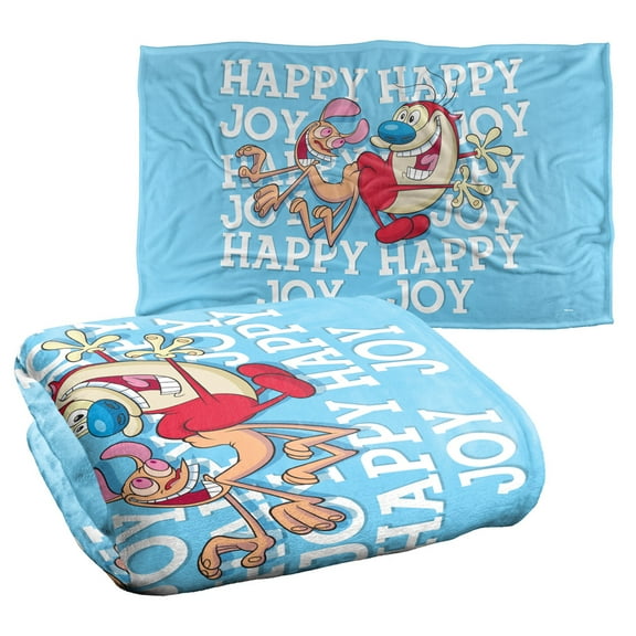 Ren and Stimpy Blanket, 36"x58" Happy Happy Joy Joy Silky Touch Super Soft Throw Blanket