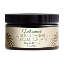 Just Nutritive Sunless Tanning Facial Cream for Dark Tones - Intense, Natural-Looking Tan Self-Tan - Non-Clogging, Antioxidant-Rich Formula - Streak Free, Fragrance-Free, Made in USA - 4 Oz.