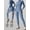 Light Blue, variant on Women's Long Sleeve Workout Jumpsuit Zip Front Sport Bottom Pants Bodysuit Bodycon One Piece for Yoga, Gym and Casual Wear Light Blue S