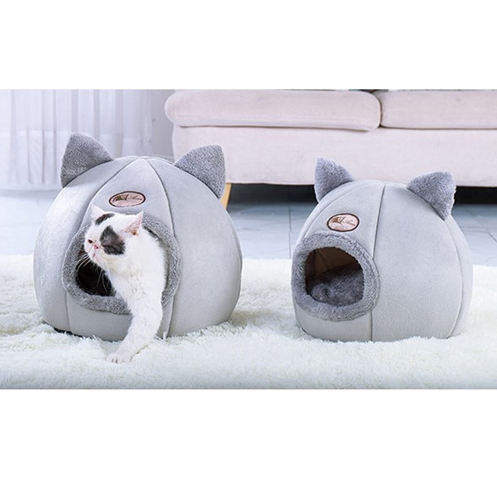 Cat House – Plush Enclosed Cat Bed with Removable Cushion – Pet Cave Bed for Kittens or Small Dogs up to 16lbs