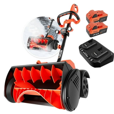 VOLTASK 48V 16-inch Cordless Snow Shovel with Wheels,Electric Snow Blower with LED Lights, 2 Batteries & Dual Quick Charger Included for Driveway