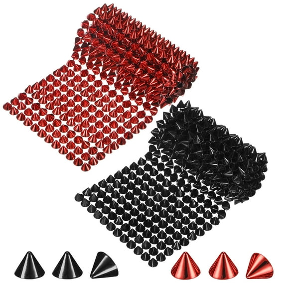 Uxcell 1 Yard Sew Stitch on Spikes Stud Cone 12Rows Plastic Black, Bright Red Spike Rivet for DIY Crafts, Clothing, Bags