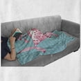 thumbnail image 6 of Whale Soft Flannel Fleece Throw Blanket, Big Fish Swimming and Floral Marine Animal Mammal Creature Themed Design, Cozy Plush for Indoor and Outdoor Use, 50" x 60", Teal Pink White, by Ambesonne, 6 of 6