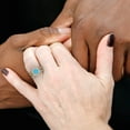 thumbnail image 5 of Clara Pucci 18K Yellow Gold 1.795 Simulated Turquoise Engraveable Engagement Ring + Wedding Band Set, 5 of 7