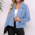 thumbnail image 5 of Tianiyouqing Womens Faux Suede Jacket Fall Winter Fashion Casual Oversized Faux Leather Blazer Jacket Trench Coat Light Blue XL, 5 of 7