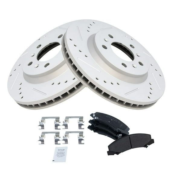 TRQ Front Performance Drilled & Slotted Brake Rotor & Posi Metallic Pad Set