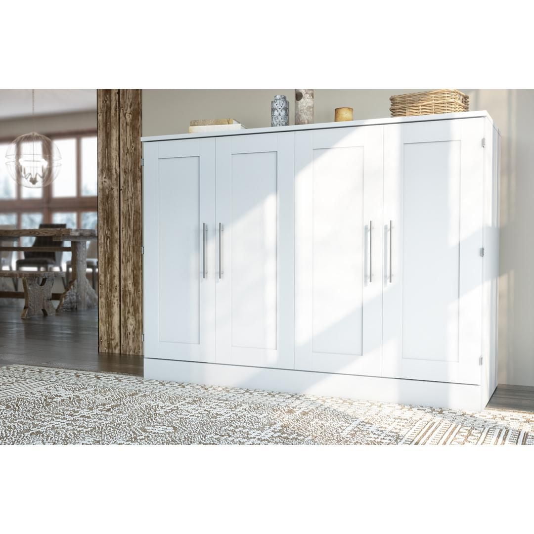 Pur by Bestar Full Cabinet Bed with Mattress in Bark Gray