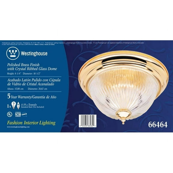 Westinghouse 6-1/4 in. H x 11 in. W x 11 in. L Ceiling Light