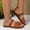 Brown, variant on Hoshose Women Flat Slippers Fashion Round Open Toe Slip On Slides with Braided Strap Slippers for Summer Size 6-11