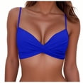 thumbnail image 2 of MGDXOX Women's Fashion Bikini Top Push Up Casual Solid Color Twist Front Swimsuit Top Only Padded Bra Bathing Suit Blue M, 2 of 6