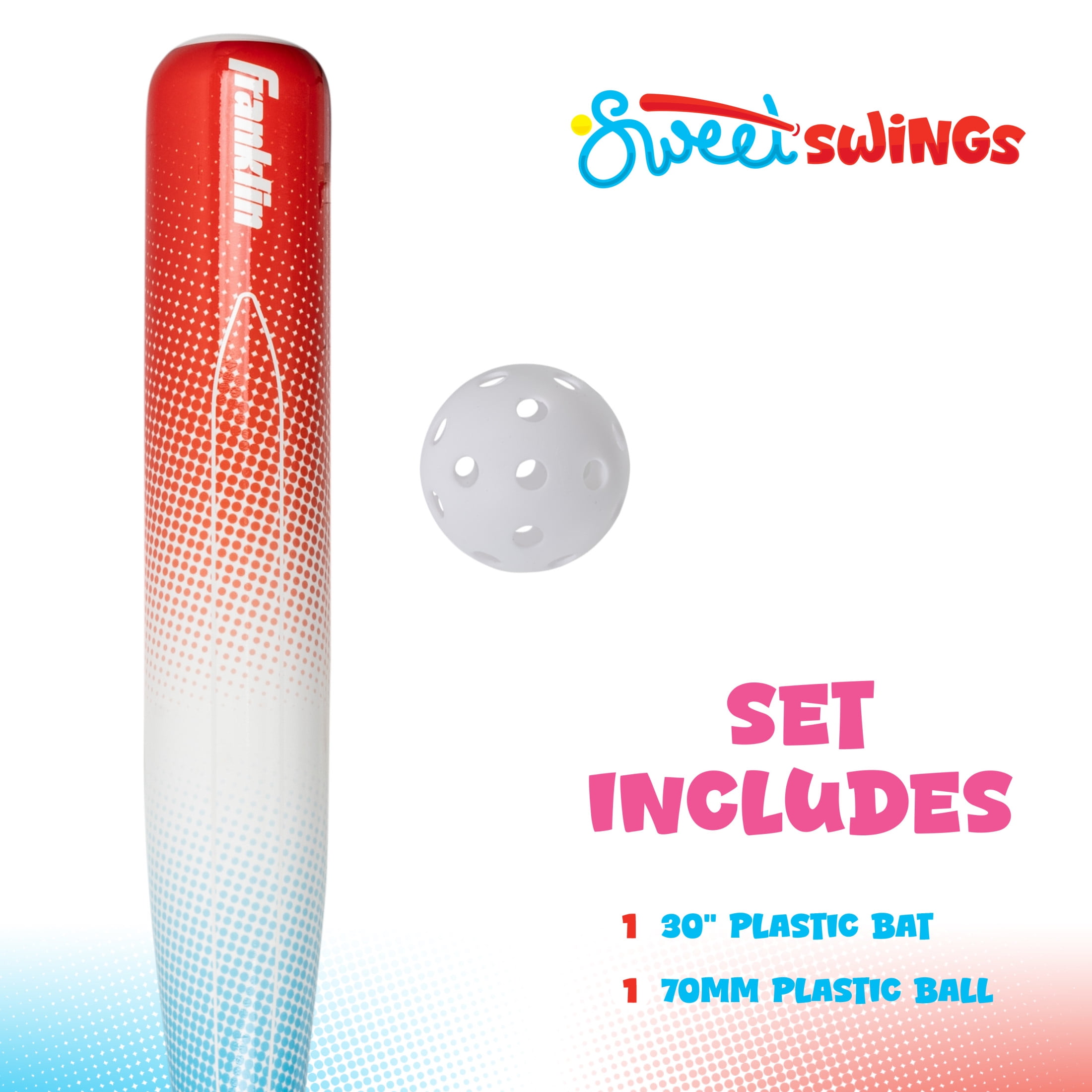 Franklin Sports Sundae Swing Kids Plastic Baseball Bat + Ball Set