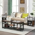 thumbnail image 6 of VECELO 3 Pieces Coffee Table Set with 2 End Table, Industrial Living Room Sets, Brown, 6 of 7