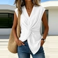 thumbnail image 3 of FchengtaiS Women's Twist Knot Front Tank Top Cotton Linen V Neck Sleeveless Shirts Summer Casual Y2K Tops, 3 of 7
