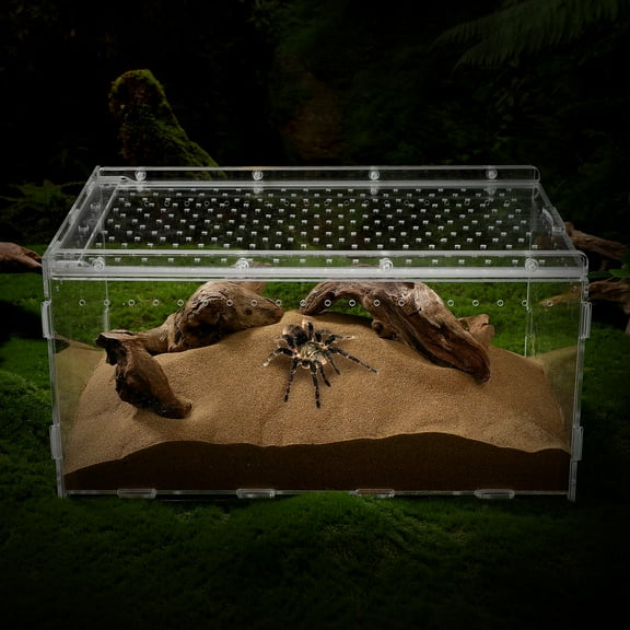 ELAYARD Transparent Acrylic Reptile Terrarium Cage for Small Pets Breeding Feeding Habitat