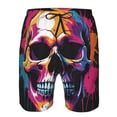 thumbnail image 3 of Balery Colorful Skull Traje de Baño Estilo Hawaiano para Hombre, Shorts de Secado Rápido con Bolsillos-Medium, 3 of 6
