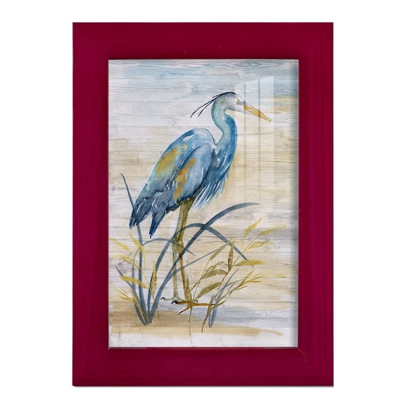 Blue Heron I -Framed Print w/glass-Cherry Red