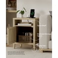 thumbnail image 4 of EYYTHUNG Farmhouse End Table with Charging Station, Modern Nightstands with Storage and Open Shelf, Bedside Tables for Bedroom, Light Oak, 4 of 7