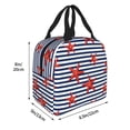 thumbnail image 2 of Yiaed Starfish Navy Blue Stripe Print Insulated Lunch Bag Reusable Cute Tote Lunch Box, Leakproof Cooler Lunch Bags for Work Office Travel School Picnic, 2 of 5