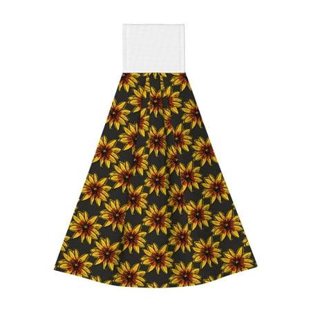 

Zufioo Beautiful Sunflower Print Coral Fleece Velcro Hand Towel Hangable Absorbent Hand Towel Suitable for Kitchen Bathroom Household Items