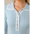 thumbnail image 4 of DARING DIVA Women's Long Sleeve Sweater Ruffled Trim Dress 2XL Light Blue, 4 of 7