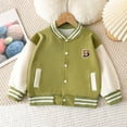 thumbnail image 2 of Hessimy Boys And Girls Baseball Jacket Single Layer Outerwear Splicing Hoodless Casual Fashion Jacket (Green,5-6 Years), 2 of 3