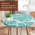 thumbnail image 3 of Turquoise Monstera Deliciosa Round Tablecloth 45-54 Inch Round Fitted Table Cloth with Elastic Edge, Summer Botanical Tropical Waterproof Table Cover Protector for Outdoor Picnic Party Dining, 3 of 9