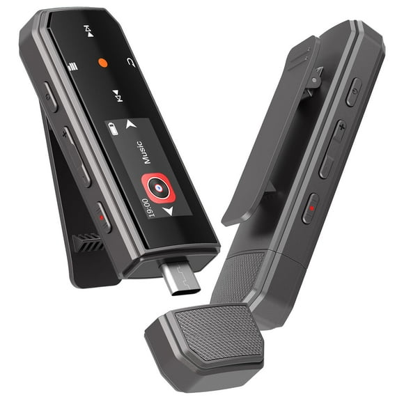 RUIZU 64GB Type-C USB MP3 Player with Bluetooth 5.3, Clip Portable Music Player with FM Radio, Voice Recorder, Pedometer for Sport, Digital Audio Shuffle A