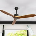 thumbnail image 6 of 52'' Ceiling Fan No Light, Indoor Ceiling Fan with Remote, Solid Rubber Wood 3-Blade Ceiling Fans, AC Motor Retro Wood Ceiling Fan Without Light for Living Room & Covered Outdoor, Timer, Brown, 6 of 6