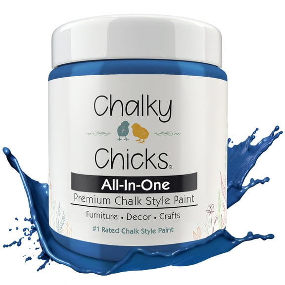 Chalky Chicks 16 Fl Oz Matte Denim (Navy Blue) Chalk Paint for Furniture Without Sanding - No Prep Furniture Paint No Sanding All in One for Crafts, Wood, Walls, Cabinet, Metal, Dresser, Farmhouse