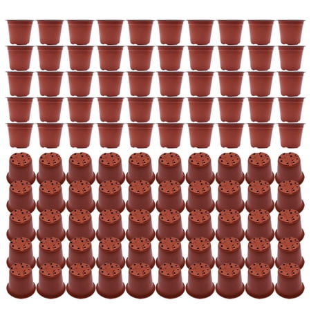 100 Pcs 5.9in Plastic Plants Nursery Pot Seedlings Flower Plant Pots Seed Starting Container