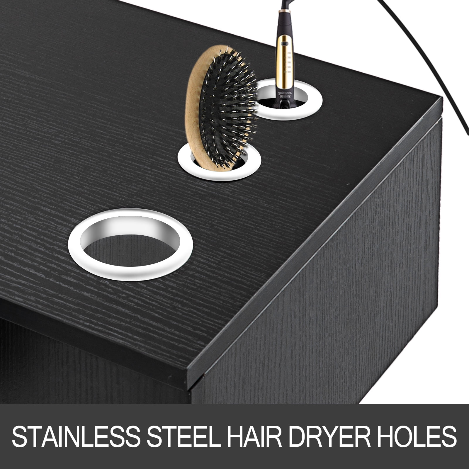 BENTISM Black Salon Wall Mount Stations Styling Classic Locking Storage Beauty Salon Spa Equipment