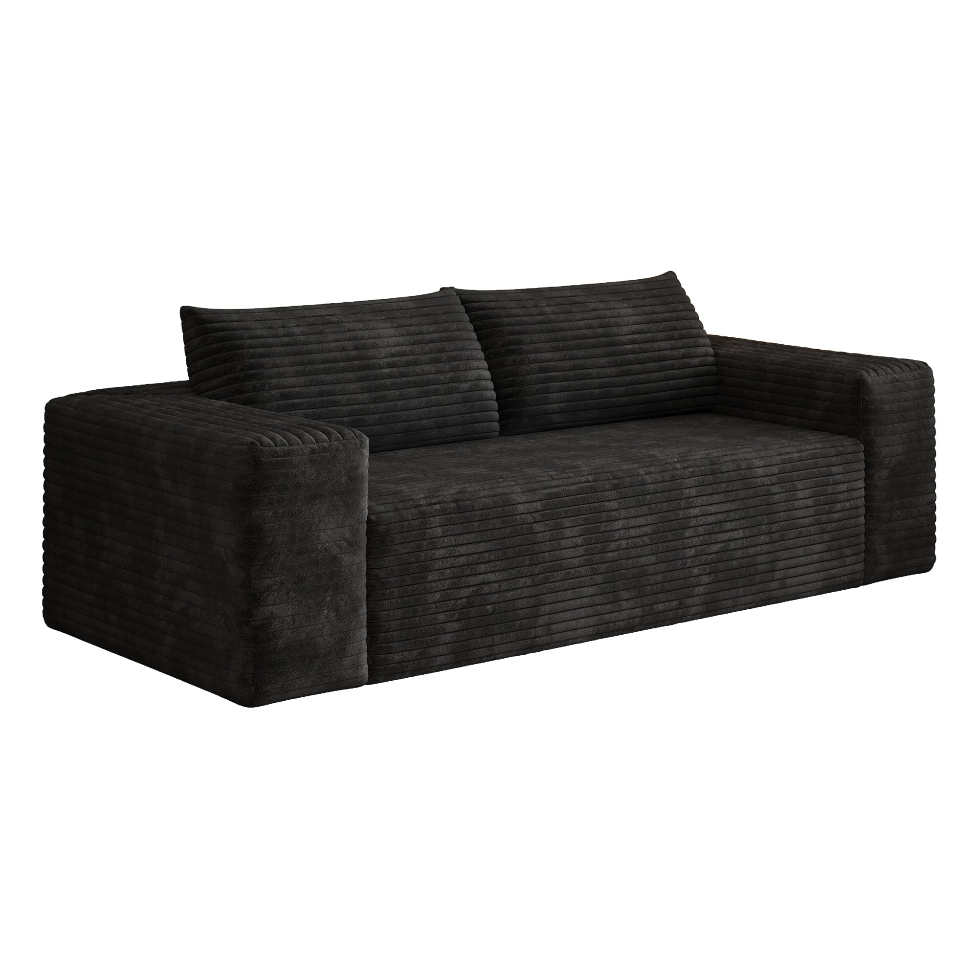 Leumius 78.8" Cloud Couch,3 Setaser Sofa with Deep Seat,Boneless Couch Sofa with 2 Pillows for Living Room,No Assembly Required,Black